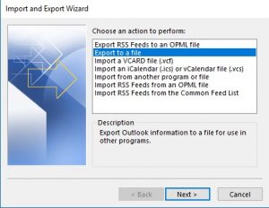 export to a file option