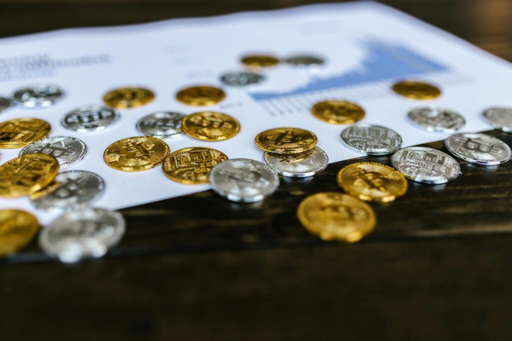 close up photo of silver and gold coins
