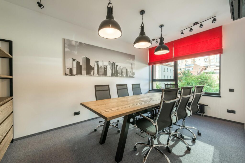 interior of spacious conference room in modern office